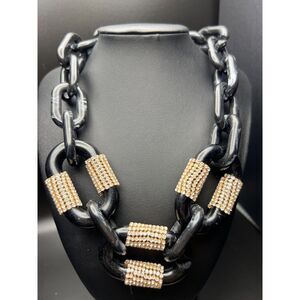 Open Link Black and Rhinestone Necklace